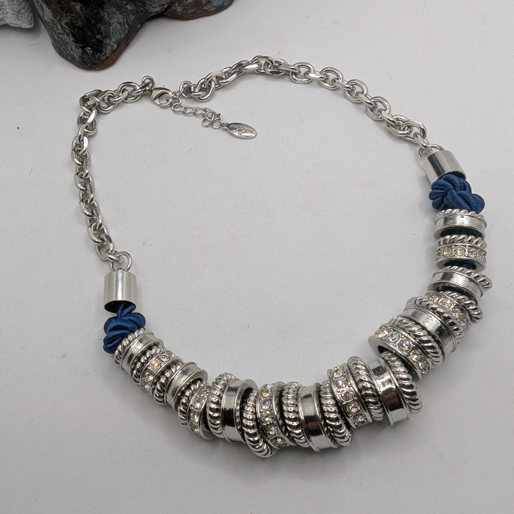 Ann Taylor  Silver and Blue‎ Rope Necklace